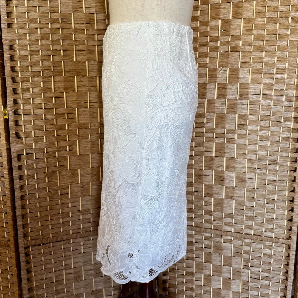 Luxe Kobi Halperin Nala white lace pencil skirt 8 - Picture 7 of 12